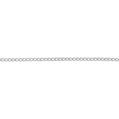 Chain by Foot. Sterling Silver, 1.7mm Width by 2.2mm Length Smooth Curb Chain. Price per: 1 Foot.