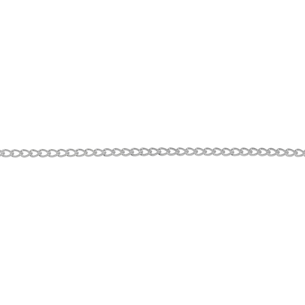 Chain by Foot. Sterling Silver, 1.7mm Width by 2.2mm Length Smooth Curb Chain. Price per: 1 Foot.