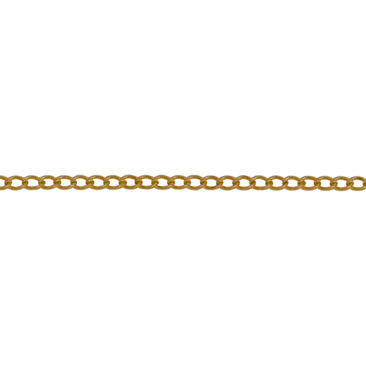 Chain by Foot. 14kt Gold Filled, 1.7mm by 2.2mm Smooth Curb Chain. Price per: 1 Foot.