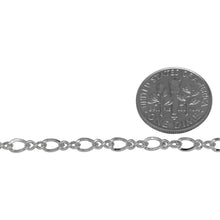 Load image into Gallery viewer, Sterling Silver 2.2mm Width by 5.1mm Length Figure 8 Link Connected to 3.5mm Width by 5.1mm Length Flat Oval Curb Link, Figure 8 Chain. Price per: 1 Foot.
