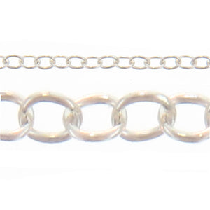 Sterling Silver 1.32mm Width by 1.76mm Length, Smooth Cable Chain. Price per: 1 Foot.