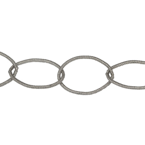 Chain by Foot. Sterling Silver 14.0mm Width by 20.0mm Length, Twisted Oval Cable Chain. Price per: 1 Foot.