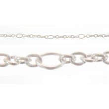 Load image into Gallery viewer, Sterling Silver 1.55mm Width by 2.02mm Length Smooth Cable Chain Link, Followed by 2.42mm Width by 3.45mm Length Smooth Oval Link at Every 2 Inch, Smooth Cable Chain. Price per: 1 Foot.
