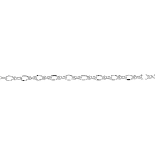 Chain by Foot. Sterling Silver 1.2mm Width by 3.0mm Length Figure 8 Link Connected to 2.0mm Width by 3.0mm Length Flat Oval Curb Link, Figure 8 Chain. Price per: 1 Foot.