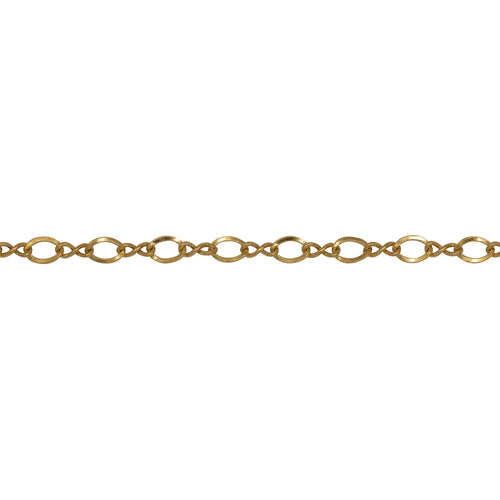 Chain by Foot. 14kt Gold Filled 1.2mm Width by 3.0mm Length Figure 8 Link Connected to 2.0mm Width by 3.0mm Length Flat Oval Curb Link, Figure 8 Chain. Price per: 1 Foot.