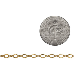 14kt Gold Filled 1.2mm Width by 3.0mm Length Figure 8 Link Connected to 2.0mm Width by 3.0mm Length Flat Oval Curb Link, Figure 8 Chain. Price per: 1 Foot.