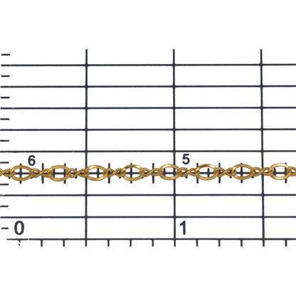 14kt Gold Filled 1.2mm Width by 3.0mm Length Figure 8 Link Connected to 2.0mm Width by 3.0mm Length Flat Oval Curb Link, Figure 8 Chain. Price per: 1 Foot.