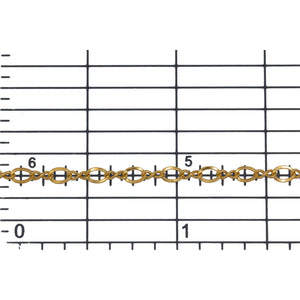 14kt Gold Filled 1.2mm Width by 3.0mm Length Figure 8 Link Connected to 2.0mm Width by 3.0mm Length Flat Oval Curb Link, Figure 8 Chain. Price per: 1 Foot.