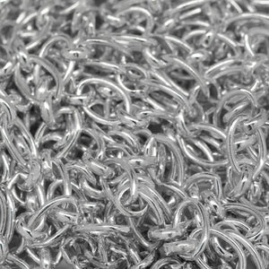 Sterling Silver 4.6mm Width by 7.0mm Length Smooth Oval Link Followed by 3.7mm by 4.1mm Rolo Link, Long and Short Chain. Price per: 1 Foot.