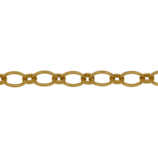 Chain by Foot. 14kt Gold Filled 4.6mm Width by 7.0mm Length Smooth Oval Link Followed by 3.7mm by 4.1mm Rolo Link, Long and Short Chain. Price per: 1 Foot.