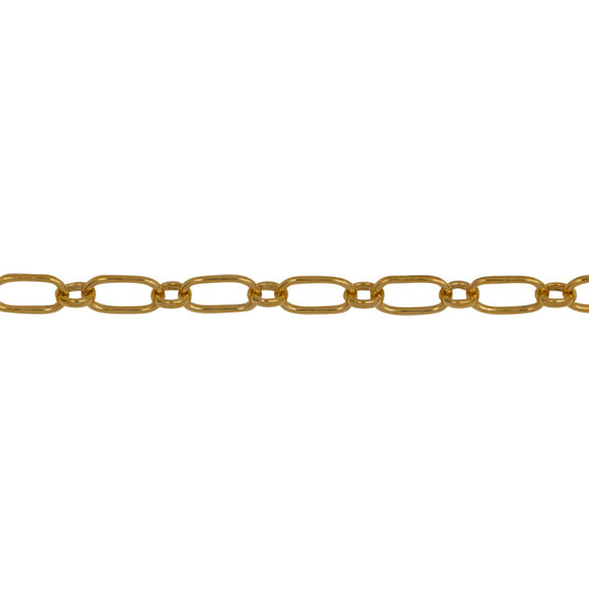 Chain by Foot. 14kt Gold Filled 3.2mm Width by 6.0mm Length, Elongated Oval Link Followed by 2.7mm Width by 3.1mm Length Oval Rolo Link, Long and Short Chain. Price per: 1 Foot.