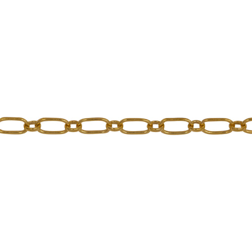 Chain by Foot. 14kt Gold Filled 3.2mm Width by 6.0mm Length, Elongated Oval Link Followed by 2.7mm Width by 3.1mm Length Oval Rolo Link, Long and Short Chain. Price per: 1 Foot.