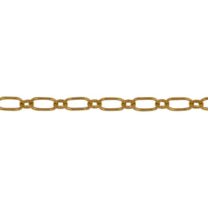 Chain by Foot. 14kt Gold Filled 3.2mm Width by 6.0mm Length, Elongated Oval Link Followed by 2.7mm Width by 3.1mm Length Oval Rolo Link, Long and Short Chain. Price per: 1 Foot.