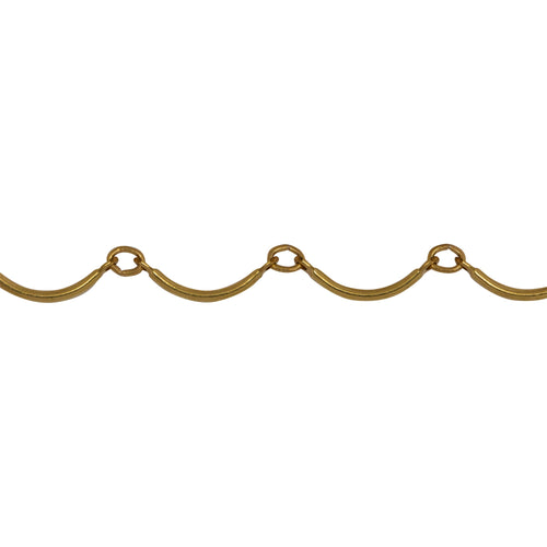 Chain by Foot. 14kt Gold Filled 1.07mm Width by 11.87mm Length Curved Bar connected to 2.49mm Width by 3.18mm Length Smooth Oval Link, Bar Chain. Price per: 1 Foot.