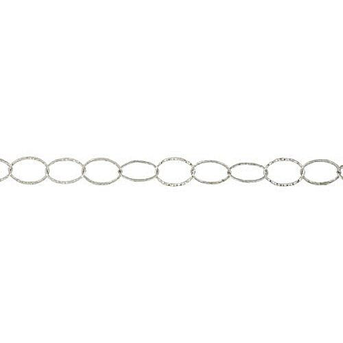 Sterling Silver 14.0mm by 21.0mm Hammered Cable Chain. Price per: 1 Foot.