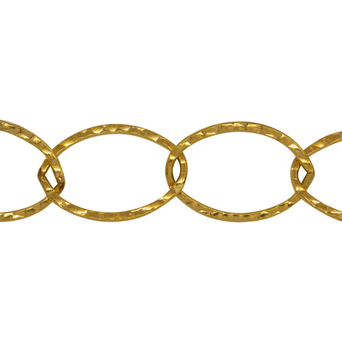 Chain by Foot. 14kt Gold Filled 14.0mm by 21.0mm Hammered Cable Chain. Price per: 1 Foot.