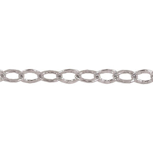 Sterling Silver 7.5mm Width by 10.5mm Length, Hammered Cable Chain. Price per: 1 Foot.