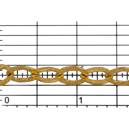 14kt Gold Filled 7.5mm Width by 10.5mm Length, Hammered Cable Chain. Price per: 1 Foot.