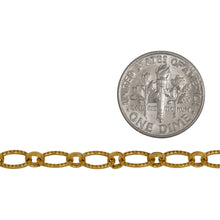 Load image into Gallery viewer, 14kt Gold Filled 4.7mm Width by 7.5mm Length Corrugated Oval Link Followed by 3.7mm by 4.0mm Rolo Link, Long and Short Chain. Price per: 1 Foot.
