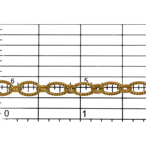 14kt Gold Filled 4.7mm Width by 7.5mm Length Corrugated Oval Link Followed by 3.7mm by 4.0mm Rolo Link, Long and Short Chain. Price per: 1 Foot.