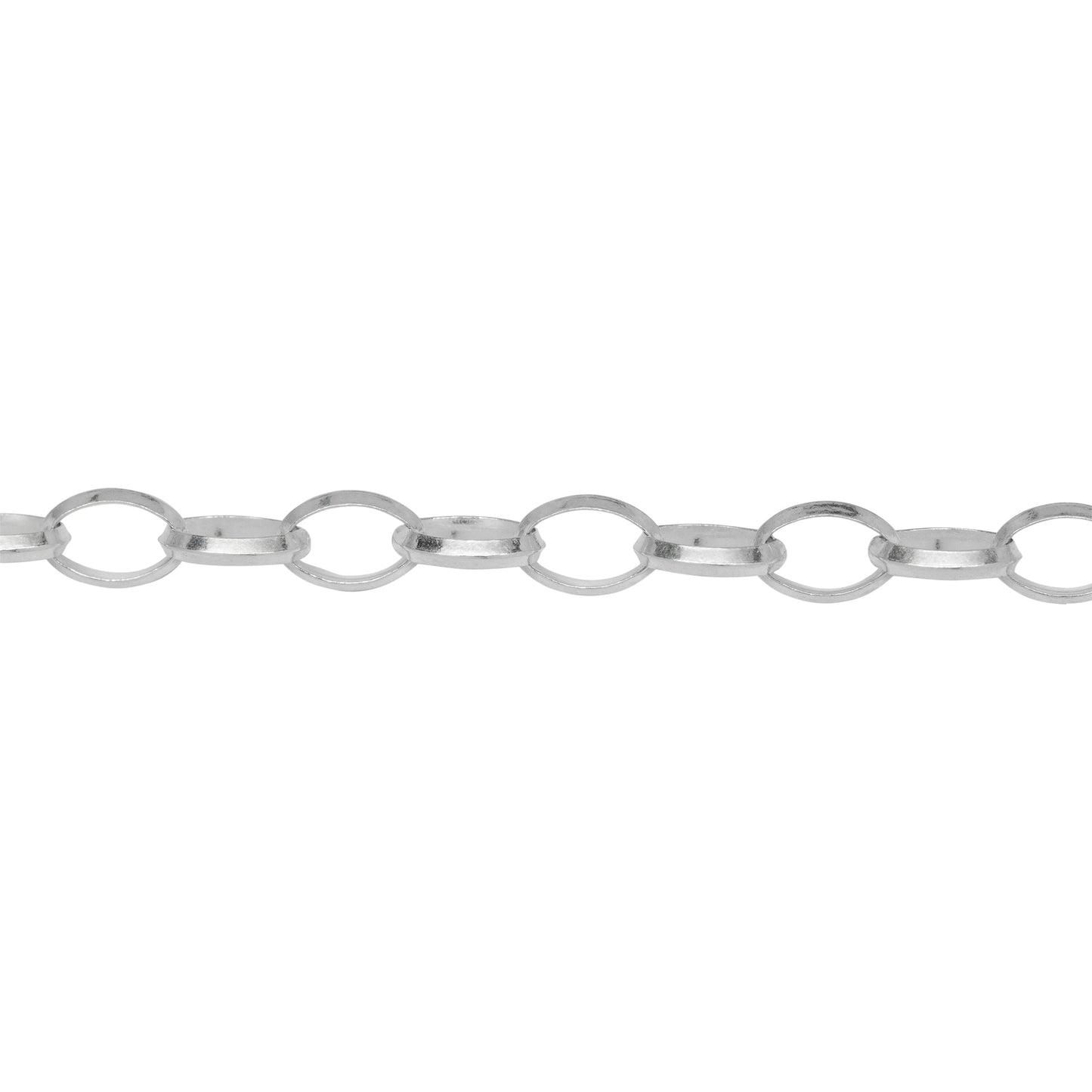 Chain by Foot. Sterling Silver 4.9mm Width by 7.0mm Length Diamond Cut Oval Cable Chain. Price per: 1 Foot.