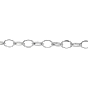 Chain by Foot. Sterling Silver 4.9mm Width by 7.0mm Length Diamond Cut Oval Cable Chain. Price per: 1 Foot.