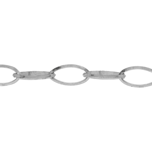 Chain by Foot. Sterling Silver 7.3mm Width by 14.5mm Length, Diamond Cut Marquise Cable Chain. Price per: 1 Foot.