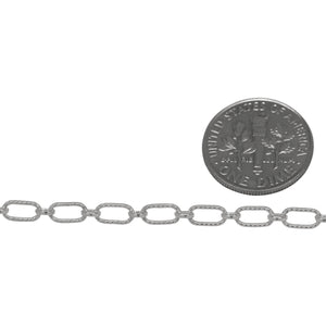 Sterling Silver 3.3mm Width by 6.3mm Length Corrugated Oval Connected With 2.7mm Width by 3.1mm Length Oval Rolo Link, Long and Short Chain. Price per: 1 Foot.