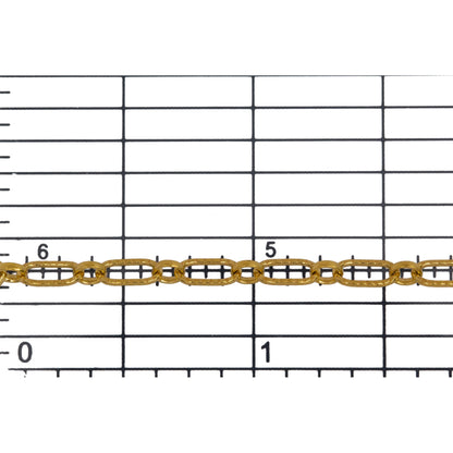14kt Gold Filled 3.3mm Width by 6.3mm Length Corrugated Oval Connected With 2.7mm Width by 3.1mm Length Oval Rolo Link, Long and Short Chain. Price per: 1 Foot.