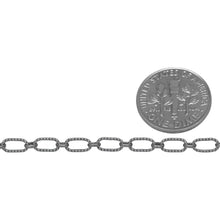 Load image into Gallery viewer, Sterling Silver Oxidized 3.3mm Width by 6.3mm Length Corrugated Oval Connected With 2.7mm Width by 3.1mm Length Oval Rolo Link, Long and Short Chain. Price per: 1 Foot.
