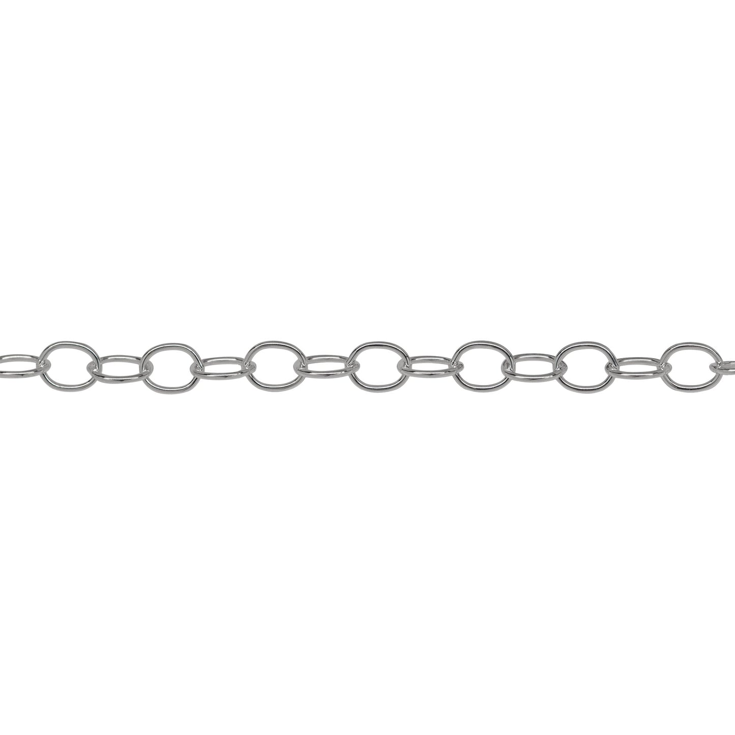Chain by Foot. Sterling Silver 3.6mm Width by 4.6mm Length, Smooth Cable Chain. Price per: 1 Foot.