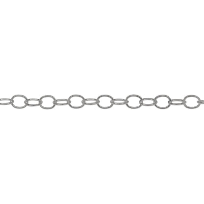 Chain by Foot. Sterling Silver 3.6mm Width by 4.6mm Length, Smooth Cable Chain. Price per: 1 Foot.