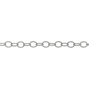Chain by Foot. Sterling Silver 3.6mm Width by 4.6mm Length, Smooth Cable Chain. Price per: 1 Foot.