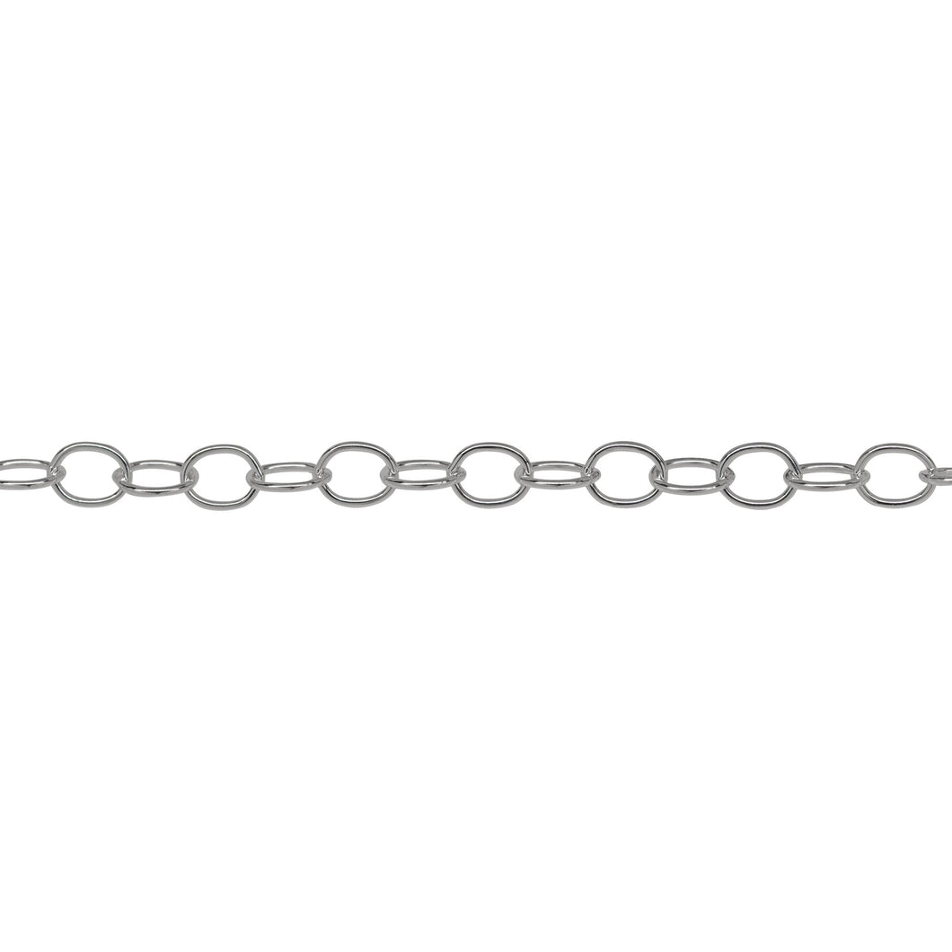 Chain by Foot. Sterling Silver 3.6mm Width by 4.6mm Length, Smooth Cable Chain. Price per: 1 Foot.