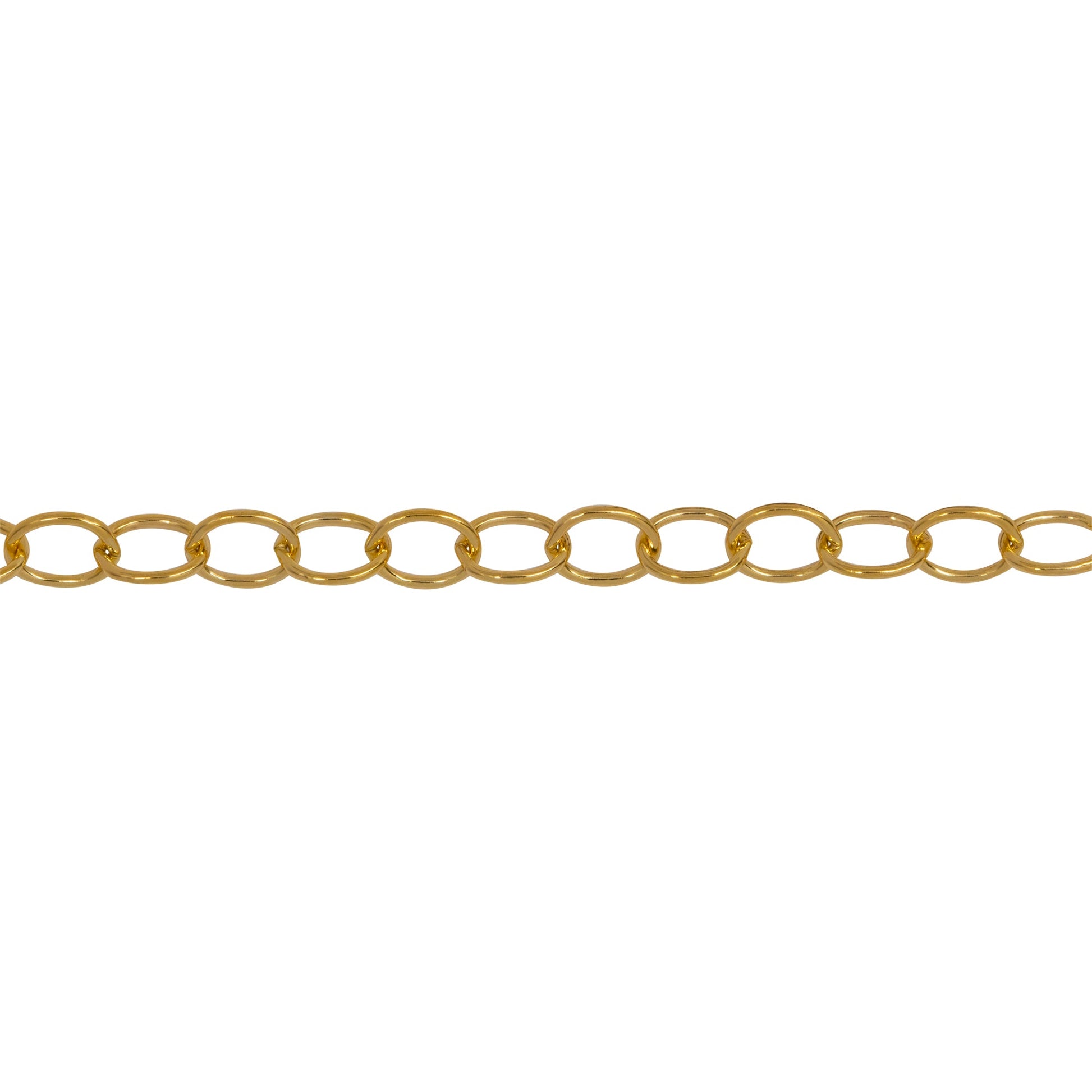 Chain by Foot. 14kt Gold Filled 3.6mm Width by 4.6mm Length, Smooth Cable Chain. Price per: 1 Foot.