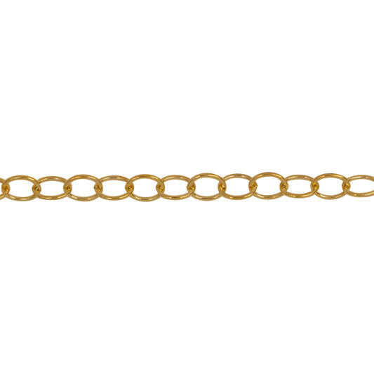 Chain by Foot. 14kt Gold Filled 3.6mm Width by 4.6mm Length, Smooth Cable Chain. Price per: 1 Foot.
