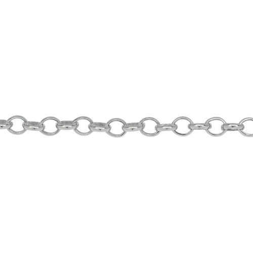 Chain by Foot. Sterling Silver 4.0mm Width by 4.8mm Length, Oval Rolo Chain. Price per: 1 Foot.