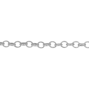 Chain by Foot. Sterling Silver 4.0mm Width by 4.8mm Length, Oval Rolo Chain. Price per: 1 Foot.