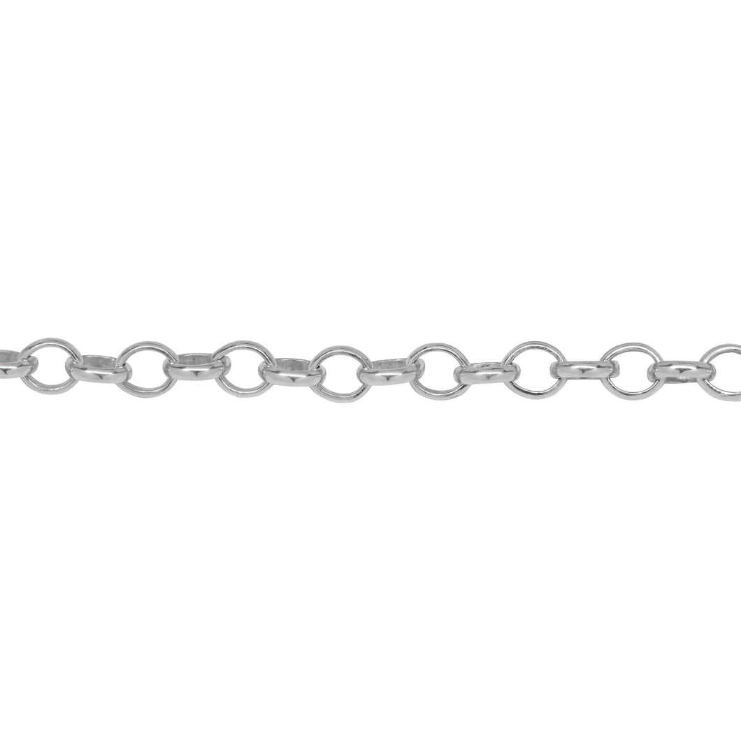 Chain by Foot. Sterling Silver 4.0mm Width by 4.8mm Length, Oval Rolo Chain. Price per: 1 Foot.
