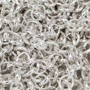 Sterling Silver 4.0mm Width by 4.8mm Length, Oval Rolo Chain. Price per: 1 Foot.