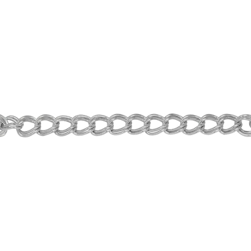 Chain by Foot. Sterling Silver 4.6mm Width by 4.9mm Length, Smooth Double Curb Chain. Price per: 1 Foot.