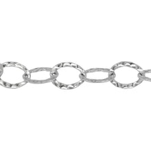 Load image into Gallery viewer, Chain by Foot. Sterling Silver 9.0mm Width by 12.4mm Length, Hammered Cable Chain. Price per: 1 Foot.
