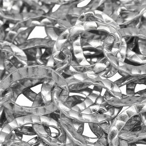 Sterling Silver 9.0mm Width by 12.4mm Length, Hammered Cable Chain. Price per: 1 Foot.