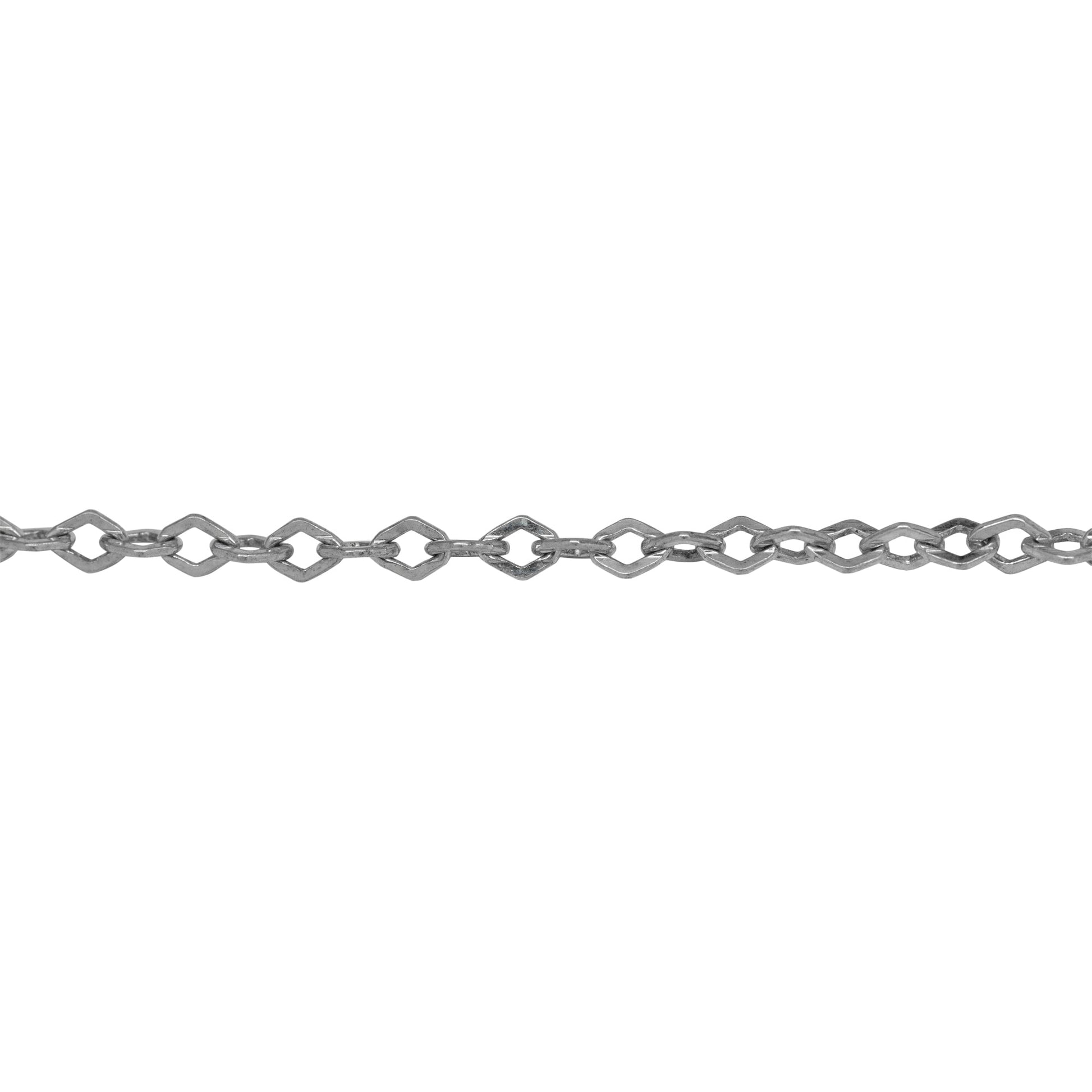 Chain by Foot. Sterling Silver 3.0mm Width by 4.0mm Length, Diamond Shaped Flat Cable Chain. Price per: 1 Foot.