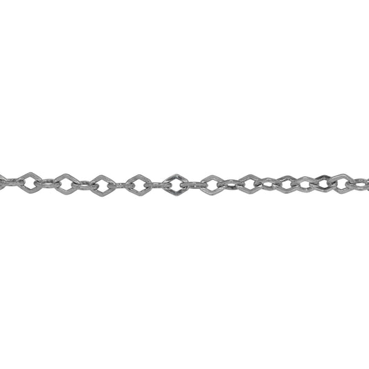 Chain by Foot. Sterling Silver 3.0mm Width by 4.0mm Length, Diamond Shaped Flat Cable Chain. Price per: 1 Foot.