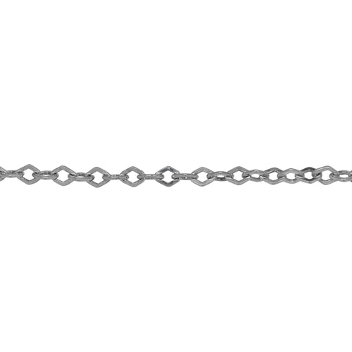 Chain by Foot. Sterling Silver 3.0mm Width by 4.0mm Length, Diamond Shaped Flat Cable Chain. Price per: 1 Foot.