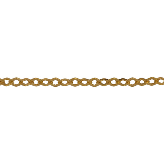 Chain by Foot. 14kt Gold Filled 3.0mm Width by 4.0mm Length, Diamond Shaped Flat Cable Chain. Price per: 1 Foot.