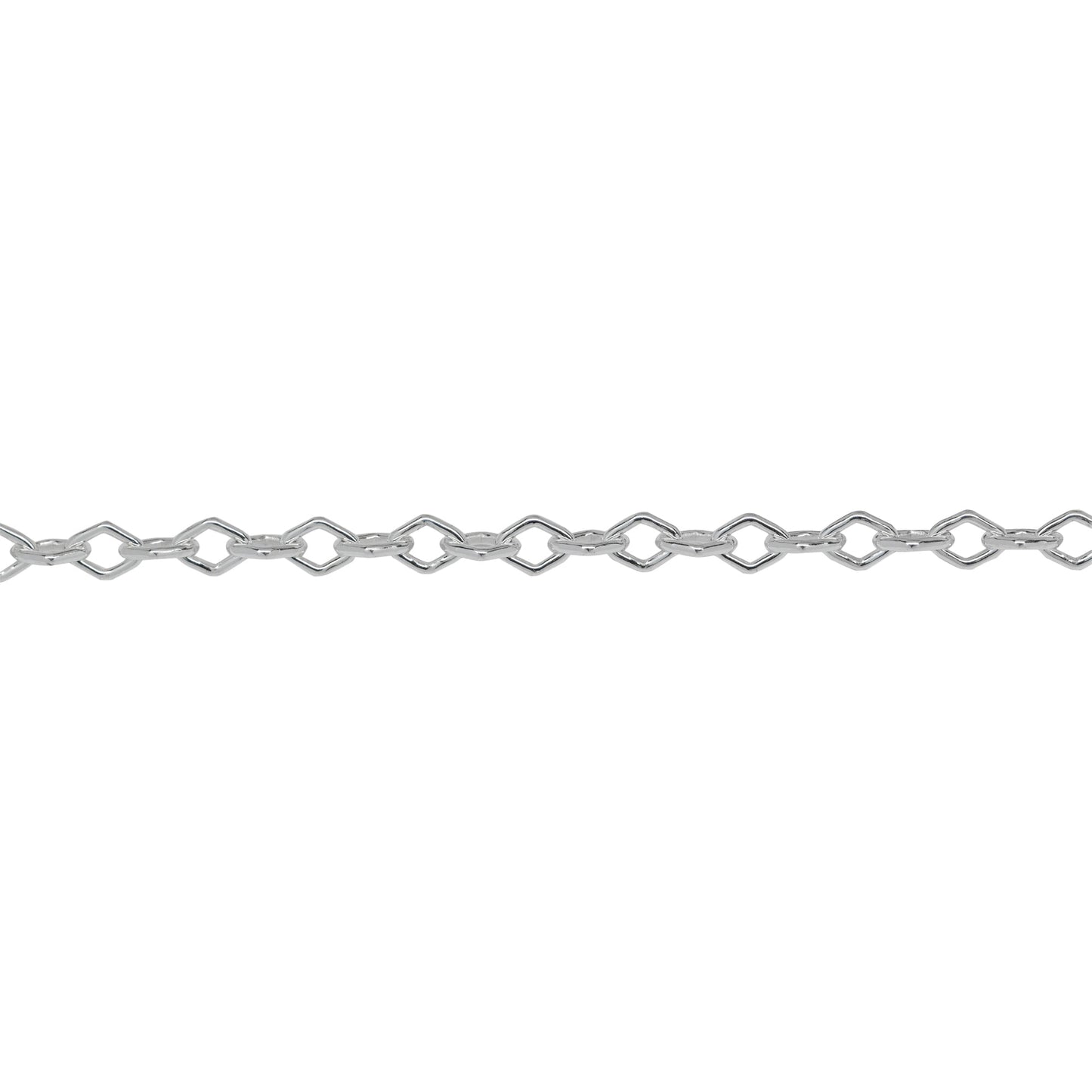 Chain by Foot. Sterling Silver 3.0mm Width by 4.0mm Length, Diamond Shaped Smooth Cable Chain. Price per: 1 Foot.