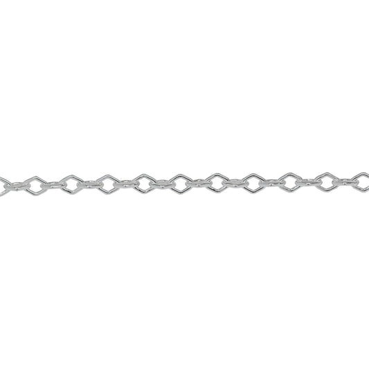 Chain by Foot. Sterling Silver 3.0mm Width by 4.0mm Length, Diamond Shaped Smooth Cable Chain. Price per: 1 Foot.