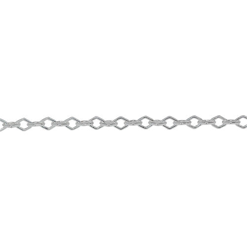 Chain by Foot. Sterling Silver 3.0mm Width by 4.0mm Length, Diamond Shaped Smooth Cable Chain. Price per: 1 Foot.